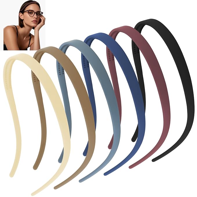 Headbands for Glasses Wearers No Headache No Pressure Comfortable Sunglasses Headband 6PCS Thin Plastic Hairbands with Teeth Fashion Head Bands for Women's Hair Non Slip Hair Accessories