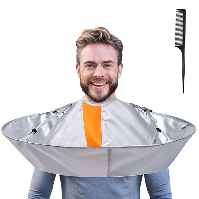 Lictin Hair Cutting Cape - Haircut Cape Umbrella Waterproof Hair Cloak Barber Cape Foldable Hairdressing Umbrella Cape Apron with 1PCS Black Comb