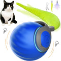 Upgraded Speedy Interactive Cat Ball 4.0 Toys with 2 Optional Tails, Smart Moving Ball Cat Toy for Bored Indoor Cats, Rechargeable & Detachable Automatic Kitten Rolling Balls Toy (Blue)