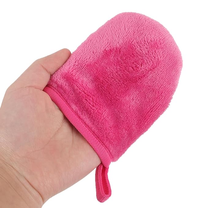 6pcs Washing Gloves Facial Towel Pink Towels Face Cleaning Tool Mitt Facial Cleansing Cloths Gloves for Cleaning Make up Travel Makeup Fine Fiber