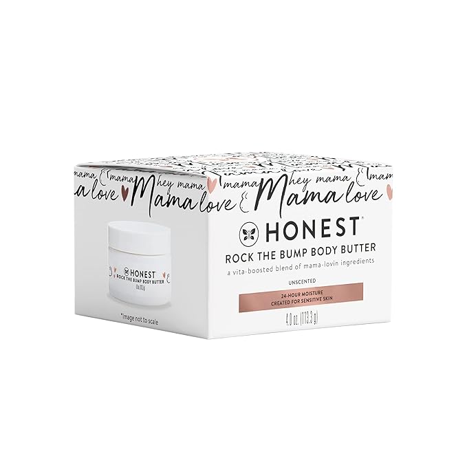 The Honest Company Mama Rock Bump Body Butter Moisturizing Stretch Mark Cream, Shea Avocado Oil, Vitamin E, Hypoallergenic and Dermatologist Tested, 4 oz