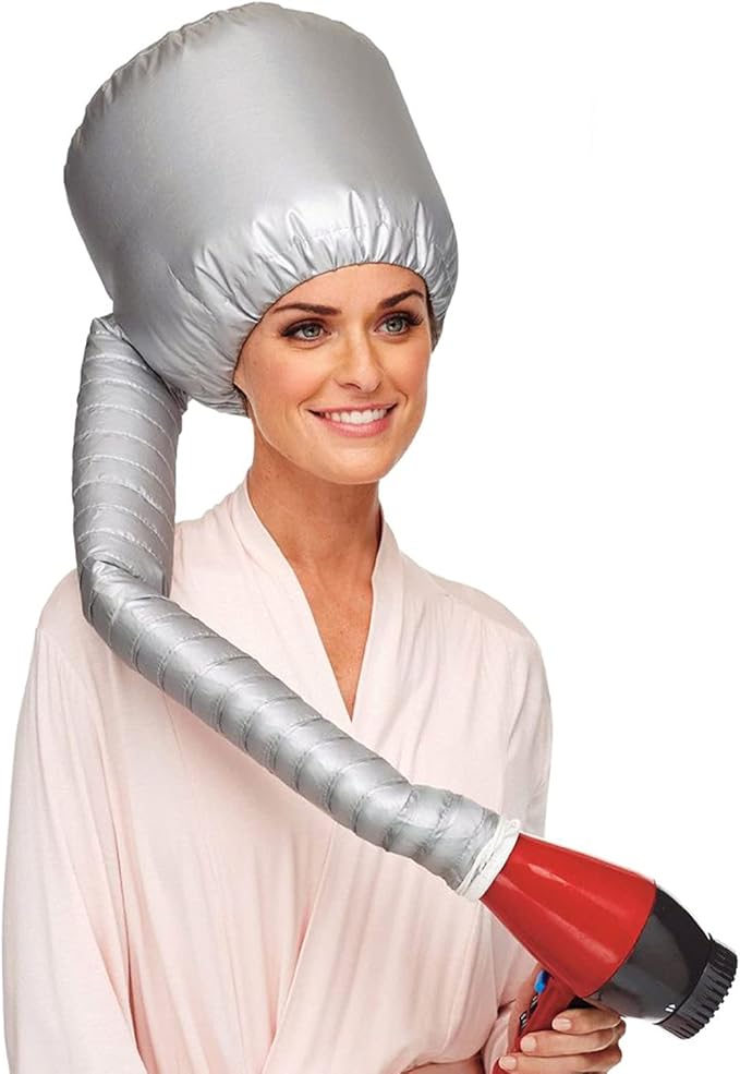 Portable Hair Dryer Bonnet Attachment for Hair Styling, Hair Color, Hair Condition and More - Silver