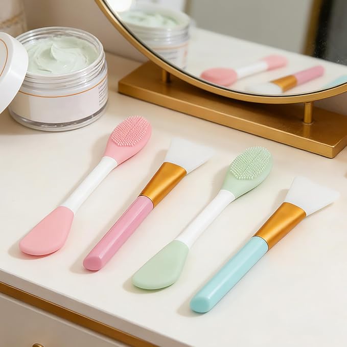 4 Pcs Silicone Face Mask Applicators, Flexible Facial Mud Masks Applicator, Face Scrubber,Supplies Tool for Applying Facial Mask,Sleeping Mask,Clay Mask,Body Lotion