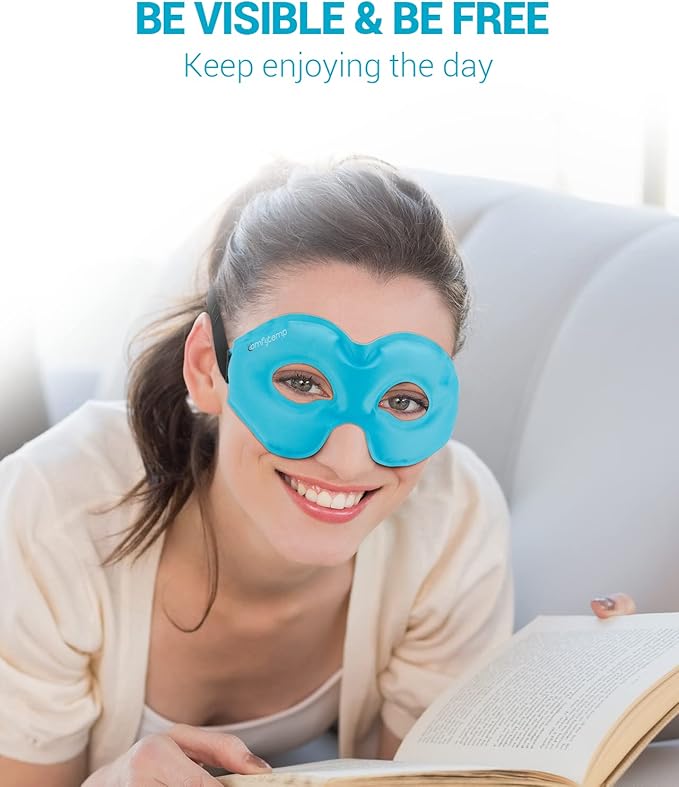 Comfytemp Cold Gel Eye Mask, Cooling Eye Ice Pack for Puffiness, Reusable Cold Compress Sleeping Mask for Puffy Eye, Dry Eyes, Sinus, Dark Circle, Migraine Relief, 2 Temp Side, 1 Pcs