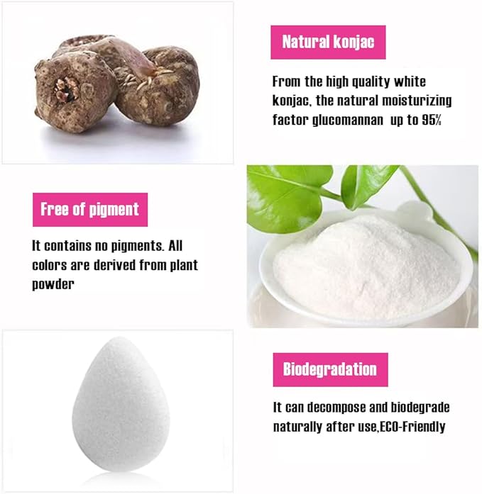 Konjac Facial Sponges for Washing Cleaning Face Body Natural Konjac Face Sponge Set for Cleansing and Exfoliating Set of 4