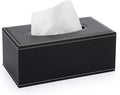 Sumnacon Tissue Box Cover Rectangle Leather Tissue Box Stylish Tissue Box Holder with Magnetic Bottom, Decorative PU Tissue Cover for Bathroom Living Room Bedroom Table Desk Home Office Car, Black