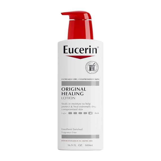 Eucerin Original Healing Rich Body Lotion for Extremely Dry, Compromised Skin, Emollient Enriched Body Moisturizer, 16.9 Fl Oz Bottle