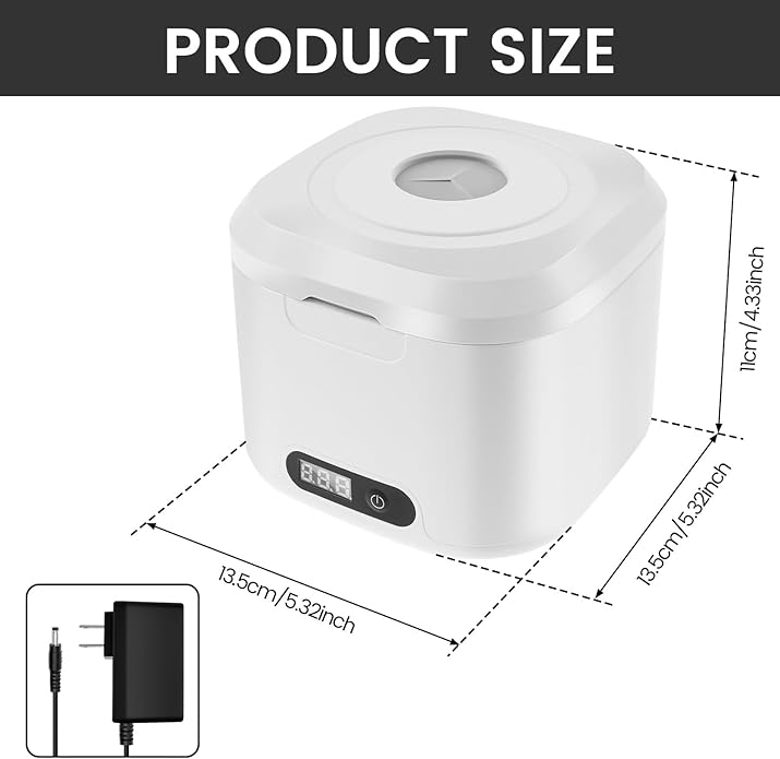 Ultrasonic Retainer Cleaner Machine, 340ML Ultrasonic Cleaner Machine for Braces, Jewelry, Mouth Guard, Glasses, Watch, Denture and Makeup Tools, ABS+304 Stainless Steel, 304 stainless steel