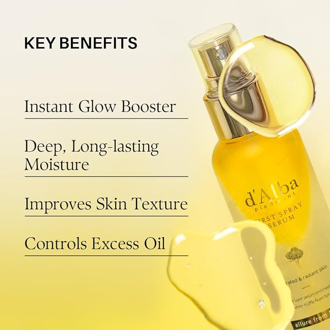 d'alba Piedmont [2 Bottles] Italian White Truffle First Spray Serum, Vegan Skin Care, Hydrating Face Moisturizer, Glow Serum for Radiant Skin, Non Comedogenic, All In One Mist (total 6.76 fl oz.)