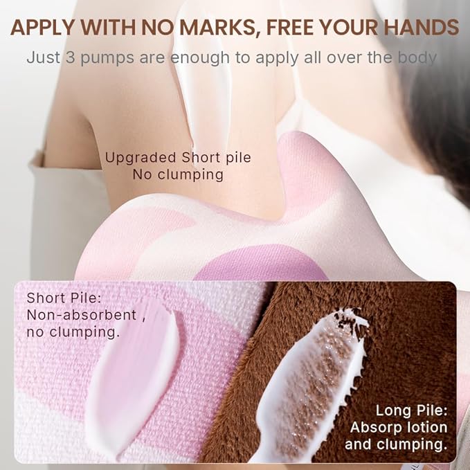 Lotion Applicator & Self Tanning Mitt - Short-Pile, Reusable, Durable, No Absorption, Anti-Sliding Glove for Even, Waste-Free Application of Lotions, Oils & Creams (Pink Purple Set)