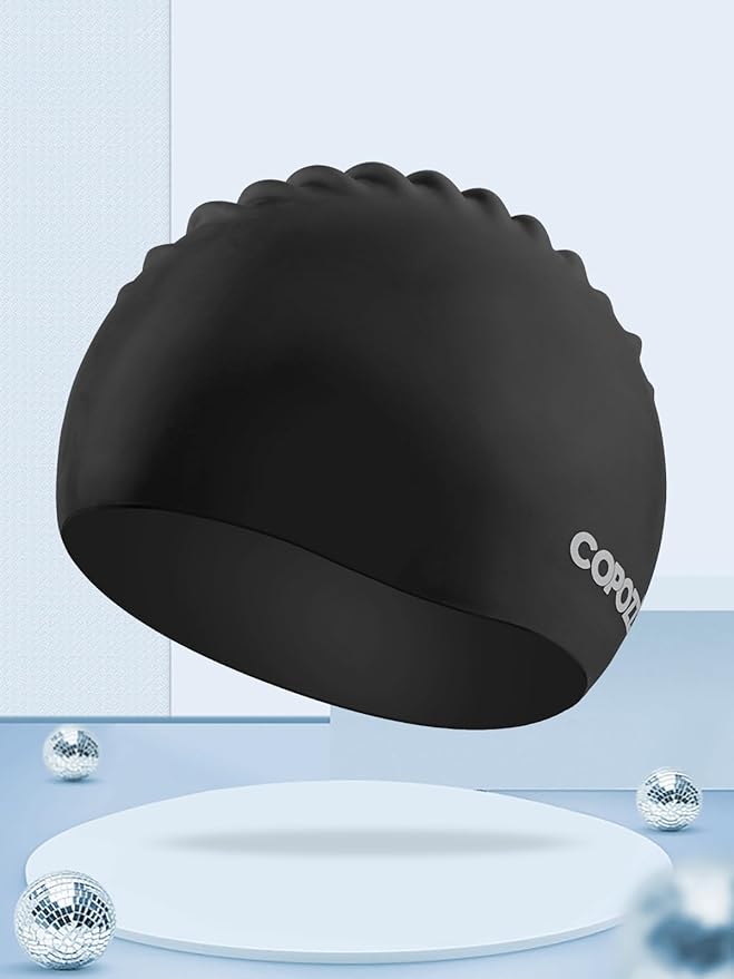COPOZZ Women‘s Swim Cap for All Hair - Large, Comfortable Silicone Swimming Cap, Waterproof Design for Long, Short, Thick & Curly Hair | Secure & Comfortable Fit