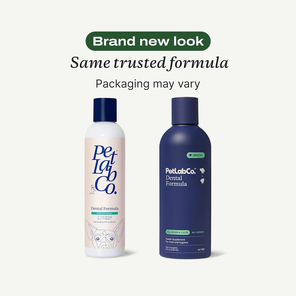 PetLab Co. Dog Dental Formula - Keep Dog Breath Fresh and Teeth Clean - Supports Gum Health - Water Additive Dental Care Targets Tartar - Packaging May Vary