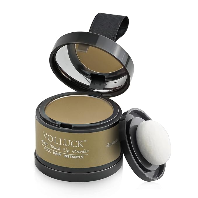 VOLLUCK Root Touch up Powder, Instant Hairline Powder for Thinning Areas and Gray Hair Coverage, Natural and Non-greasy Root Cover up for Women and Men (Blonde, 0.14 Ounce)