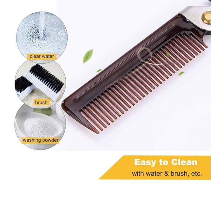 Stainless Steel Folding Comb, Pocket Comb for Men and Women, Silver