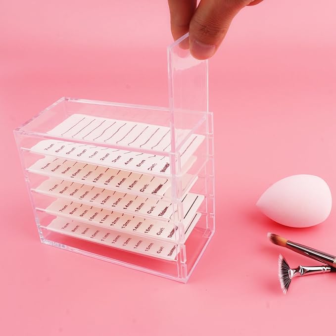 5 Layer Makeup Organizer Storage Box Clear Eyelash Storage Box Eyelashes Grafting Eyelash Extension Tool (Clear)