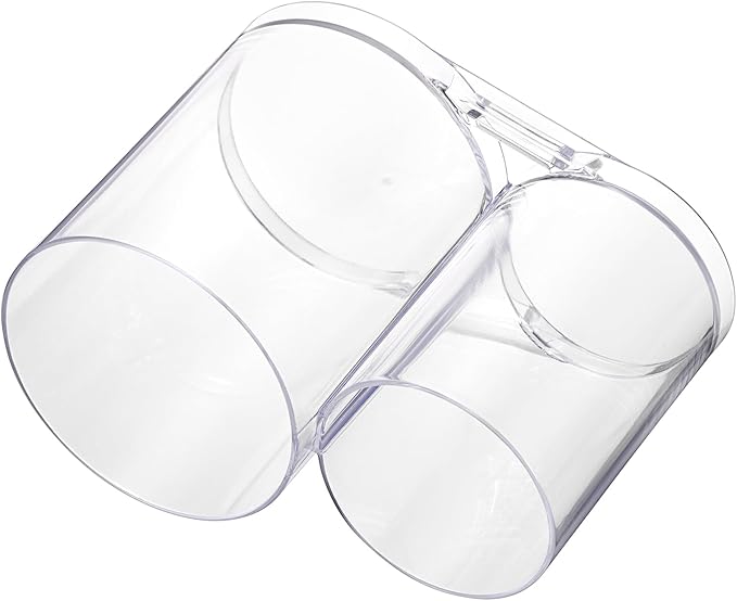 Hipiwe Acrylic Cotton Swab Holder Clear Qtip Dispenser with lid 2 Compartment Bathroom Accessories Storage Canister for Cotton Ball Vanity Makeup Organizer