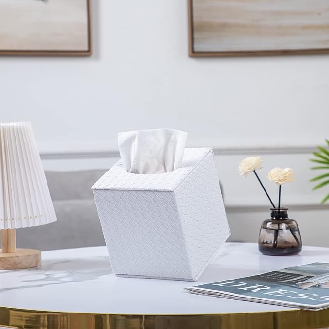 Tissue Box Cover Square,White Tissue Holder for Bathroom Accessories,Bathroom