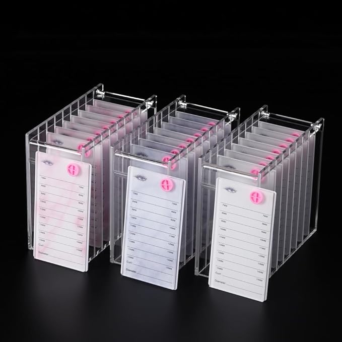 Acrylic Eyelash Pallet For 8 Layers Storage Organizer, Grafting False Eyelashes With 7-15mm Scale Glue Cup Palette, Cosmetic Beauty Extension Supplies (A Marble Pink Pallet)