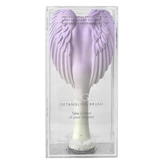 Detangling Hair Brush - Anti Static Angel Wing Hair Brush with Soft & Flexible Bristle for Straight & Wavy Hair - Tangle Angel Hair Detangler Brushes for Blow Drying & Shower - Two Tone Lilac Ivory