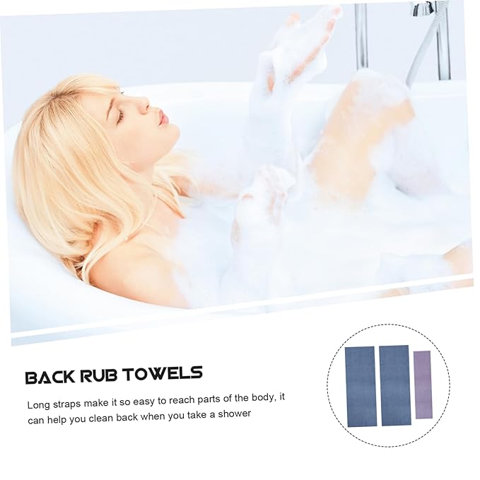 9pcs Comfortable Back Pulling Bath Towels Long Straps Shower Towels Fuzzy Hand Exfoliating Wash Massage