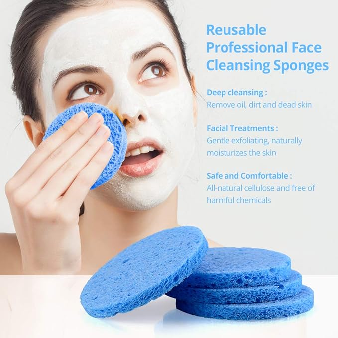 Natural Facial Cleansing Sponges- 20 Count Compressed Facial Sponges Cellulose Reusable Soft Cosmetic Esponjas para Faciales for Professional Makeup Removal, Facials Spa, Exfoliator, Skin Massage111