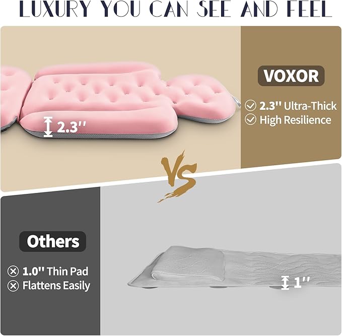 Full Body Bath Pillow for Bathtub, Thick Bathtub Cushion with Laundry Bag, Luxury Tub Pillow for Bath for Headrest Neck and Back Support Pink 51" x 16"