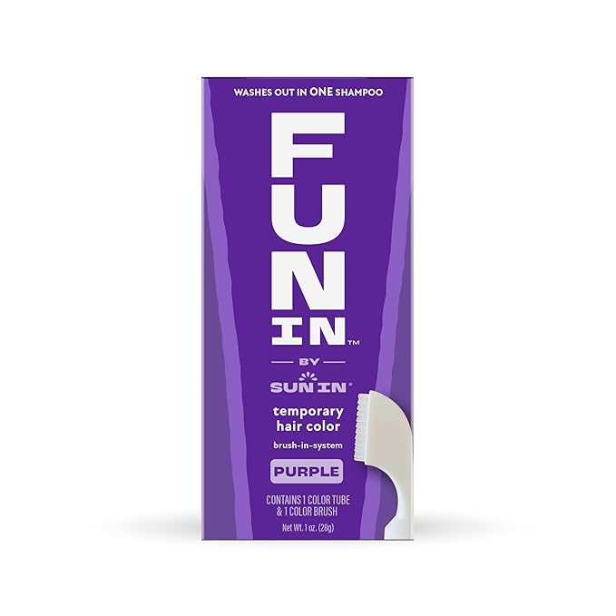 Fun In by Sun In Temporary Hair Color with Easy Brush Applicator for Kids, Teens & Adults - Washable One day color for Festivals, Events & Parties - All Hair Types