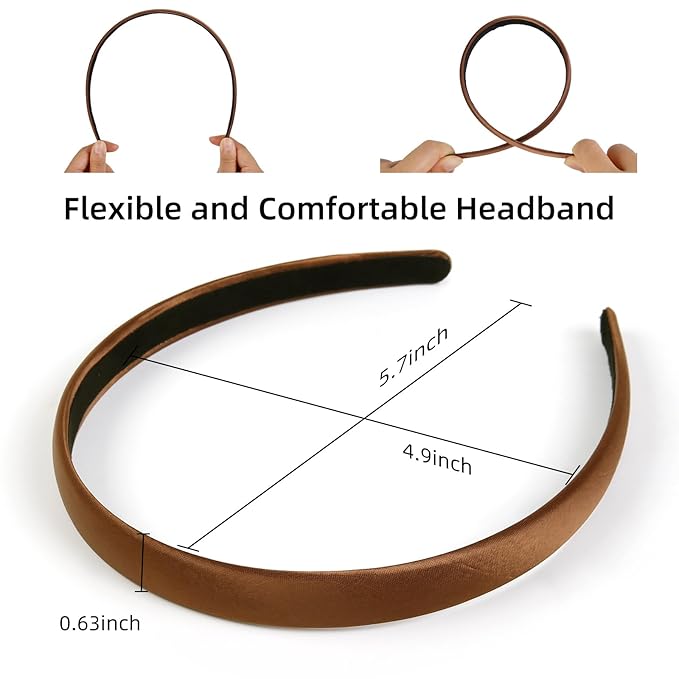 Headbands for Women Non Slip Thin Satin Hairbands Trendy Headband for Women's Hair Cute Vintage Hair Accessories 4 PCS