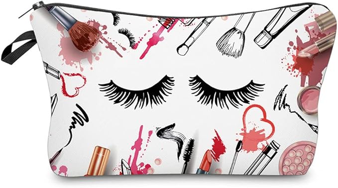 Deanfun Makeup Case Small, Cosmetic Zipper Bag Waterproof for Purse Mini, Women Cute Traveling Accessories Pouch for Ladies Thanksgiving Christmas Gifts(D2-55243)