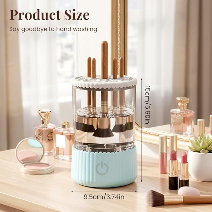 Electric Makeup Brush Cleaner Machine, 2026 New Automatic Spinning Make Up Brush Washer Portable Makeup Brushes Cleanser for All Size Beauty Makeup Brushes (Blue)