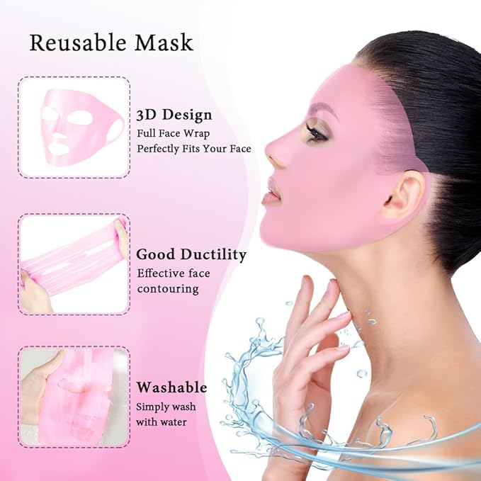 Silicone Face Mask Cover and Ice Face Pack Mask, Cooling Hot Eye Face Compress Reusable Skin Care Gift Set for Women Acid Puffiness Relief Swelling Migraine Beauty Spa Essentials