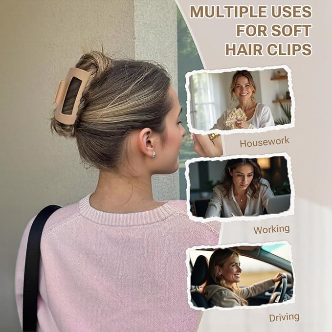 Fashion Hair Clips, Cloud Hair Pins for Women, 3.9 inch Hair Claw Clip for Thick/Fine/Thin/Curly Hairstyle, Amber 3 Pack
