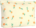 Cute Orange Beige Makeup Pouch for Women Small Make Up Fruit Pattern Bag for Purse Zipper Initial Makeup Cosmetic Bags Pouches for Purse Aesthetic Travel Toiletry Bags Gift
