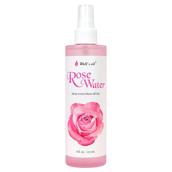 Well's Oil Rosewater Face & Hair Mist Spray (8 fl oz / 236 mL) | Floral Rosewater Hydrosol | Alcohol-Free