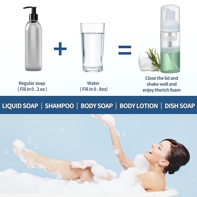 36 pcs 2oz Empty Foam Soap Dispensers Bottle Mini Lash Cleanser Bottles Refillable Cleaning for Shampoo Lotion Hand Sanitizer Cosmetics Castile BPA-Free