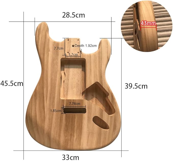 LANRU Polished Wood Type Electric Maple Guitar Barrel Body Unfinished Electric Guitar Barrel