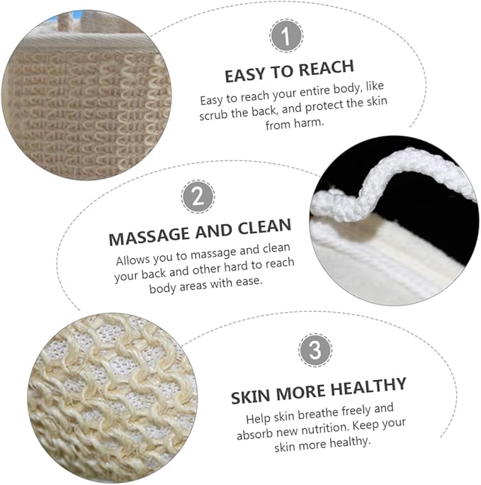 Beaupretty 3pcs Exfoliating Loofah Back Scrubber Strap for Skin Cleaning and Care Bath Body Washer for Men and Women for Daily Use Shower