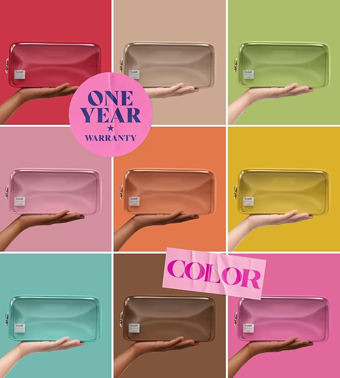 Embla Clear Cosmetic Bag Makeup Case, Clear Zipper Make Up Pouch and Toiletry Travel Tote, Cute Skincare Pouches for Women Girls, Preppy Purse Cosmetic Organizer, Small Makeup Bags, White
