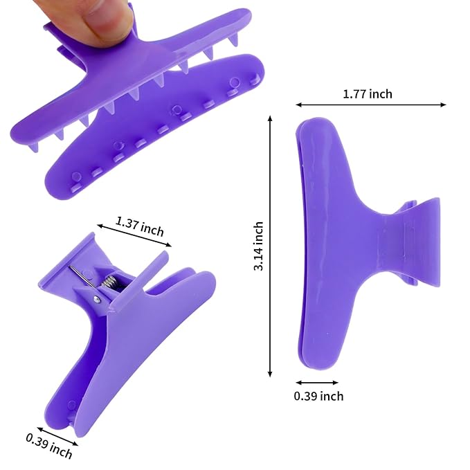 Hair Clips for Styling Sectioning 12 Pack Hot Pink Purple Blue Butterfly Clamps Hair Claw Clips Pro Salon Hair Clips for Styling, Sectioning, Cutting and Coloring