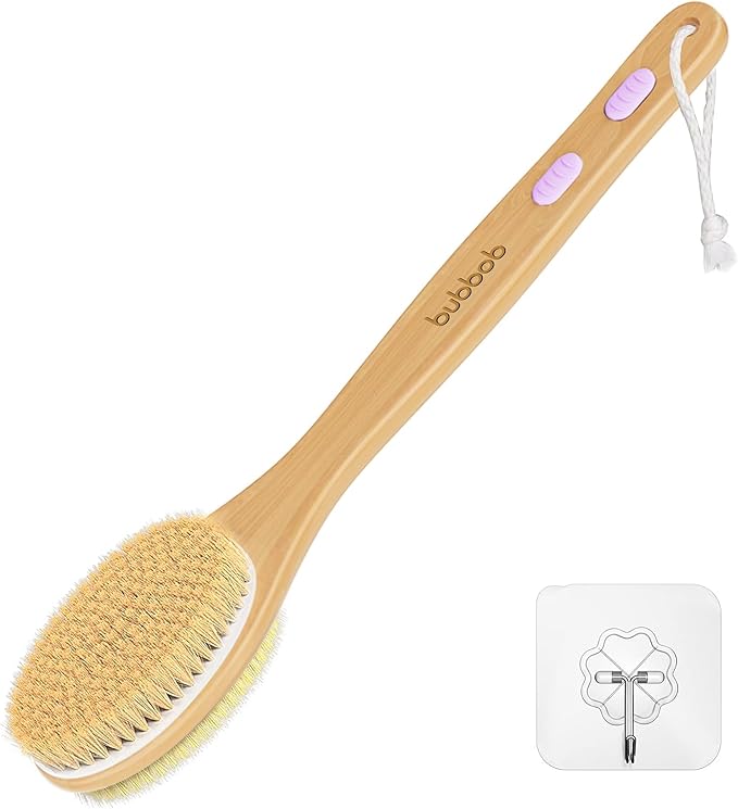 Back Scrubber for Shower,Bath Brush with Long Handle,Bath Brush Body Exfoliator for Wet or Dry Brushing,Men and Women (Purple)