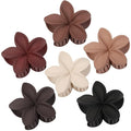Flower Hair Clips 6 PCS Hawaiian Claw Clips for Vacation Hibiscus Hair Claw Cute Large Hair Clips for Thick and Thin Hair Plumeria Hair Accessories for Women Girls -Brown Scarlet