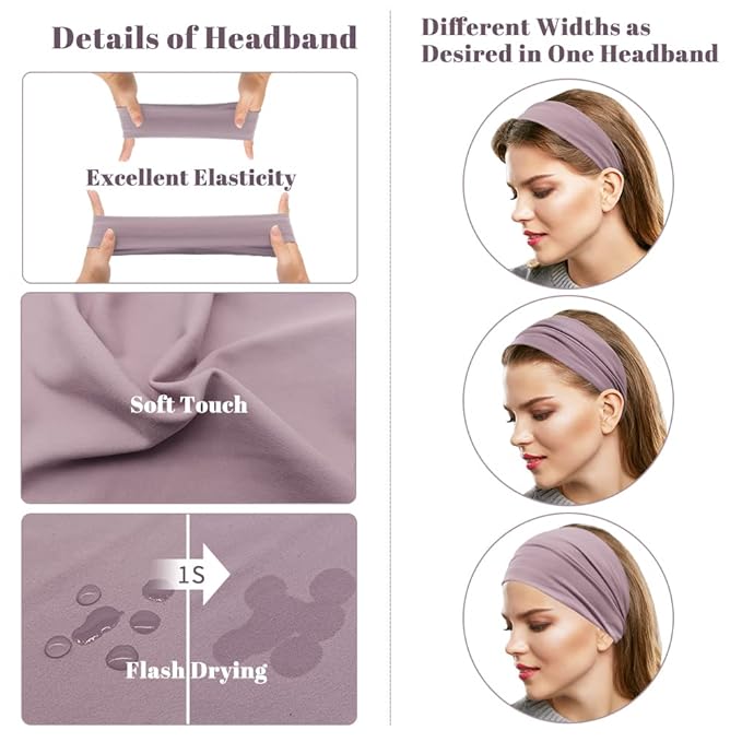 12 PCS Wide Headbands for Women Non Slip, Nurse Headbands for Women, Fabric Head Bands for Women's Hair, Fashion Hair Accessories