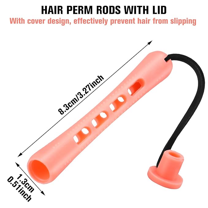 WILLBOND 60 Pcs Perm Rods for Long Hair Plastic Curl Rods Cold Wave Irons Curling Roller for Hair Styling Hairdressing Tools(0.51 Inch,Shell Pink)