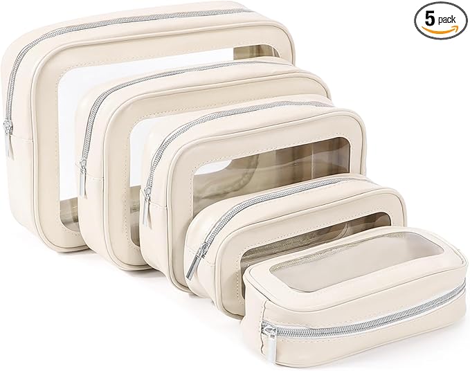 5PCS Diaper Bag Organizer Pouch Set, TSA Approved Toiletry Bag，Clear Waterproof TPU Makeup Bag Set Travel Organizer Bags for Women and Kids,Mothers Day Gifts