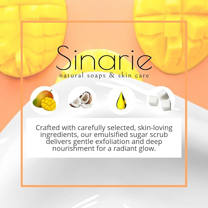 Exfoliating Sugar Scrub for Body – Hydrating Moisturizing Body Polish with Natural Oils – Gentle Spa Skincare for Smooth, Glowing Skin (5 oz., Mango Paradise (Mango))
