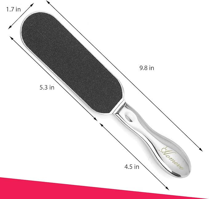 Homeve Professional Pedicure Large Foot File - Reusable Stainless Steel Feet Rasp with 20 Replaceable Coarse-Fine Double Callus Remover