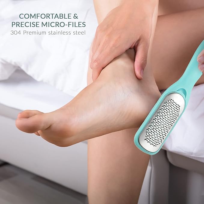 Callus & Dead Skin Remover – Dual-Sided - for Wet & Dry Exfoliation: Scrub, File & Rasp for Smooth Feet - Pedicure Tool - Foot File Callus Remover Tool - Pedicure Kit