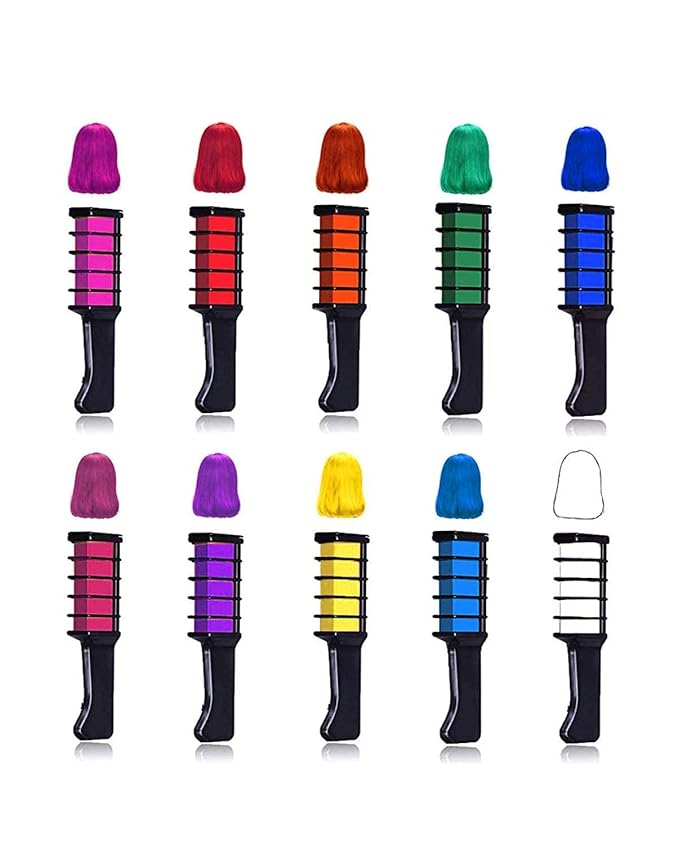 MSDADA 10 Color Hair Chalk for Girls - Hair Chalk Comb Kids Temporary Hair Color Dye - Teen Girl Gift Hair Stuff Accessories Makeup Kit Christmas Gifts Toys for Girls Age 6 7 8 9 10 11 12 13 Year Old