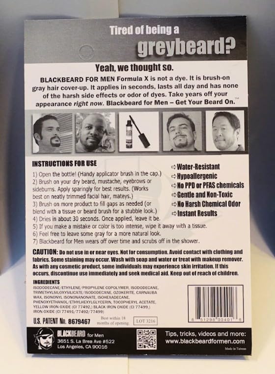 Blackbeard for Men Beard Color – 1-Day Beard, Mustache, Eyebrow, Sideburns Color – Temporary Facial Hair Tint - Hypoallergenic Beard Dye Alternative – Up to 45 applications – Brown/Auburn, 3 Pack