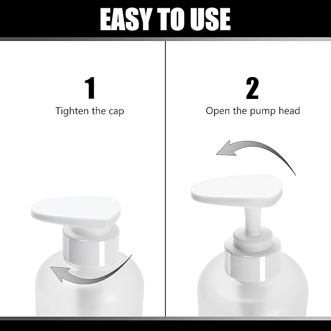 Shampoo Bottles Refillable with Pump, YACEYACE 3Pcs 16.9oz Matt Clear Empty Shampoo Dispenser, Shower Soap Dispenser, Refillable Shower Bottles with Labels, Conditioner Dispenser